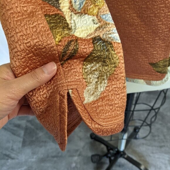 Ellen Tracy Neiman Marcus Floral Quilted Jacket Orange Tan 6 Vintage Preppy Work - Picture 8 of 11